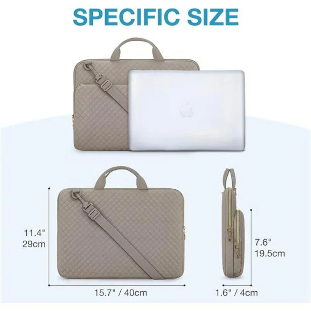 15.6 inch Laptop Shoulder Bag Protective Case with Shoulder Strap, Gray